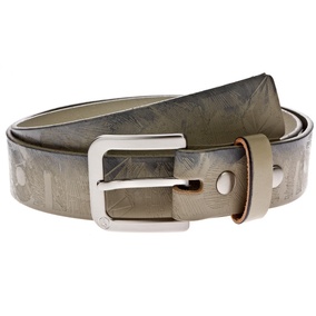 Incision Leather Belt shadow grey